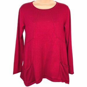 Allie & Rob Red Long Sleeve Tunic Top With Pockets Small Casual Wear